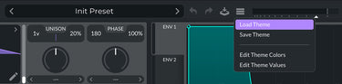 Vital dropdown menu highlighting the Load Theme option
